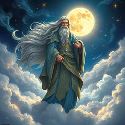 An enchanting depiction of The Olympian Sage, inspired by Paul Arhewe's artistic vision