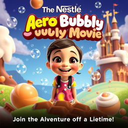 A colorful and whimsical movie poster for 'The Nestle Aero Bubbly Movie'