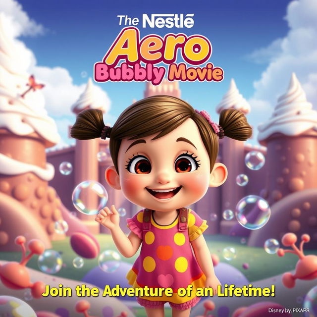 A colorful and whimsical movie poster for 'The Nestle Aero Bubbly Movie'