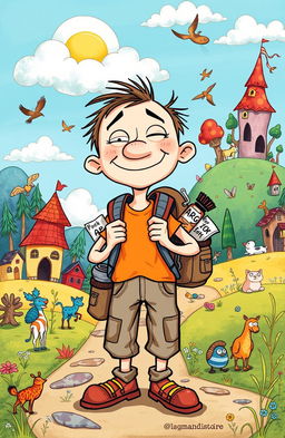 A whimsical and humorous depiction of a foolish person on their life journey, showcasing various adventures and misadventures