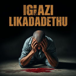 A dramatic scene featuring a man kneeling down with a pained expression, his hands stained with a lot of blood, symbolizing a sense of anguish or remorse
