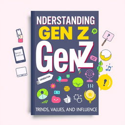 An informative cover design highlighting key aspects of Generation Z, featuring engaging illustrations and graphics
