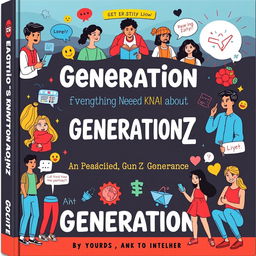 A captivating cover design for a guide on Generation Z, incorporating visually engaging elements that reflect their characteristics