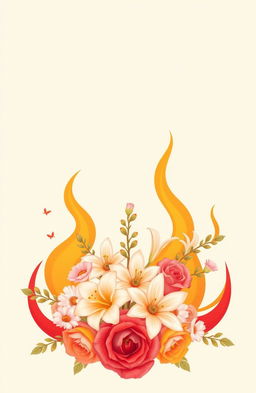 A classic and simple design featuring a harmonious arrangement of fire and flowers