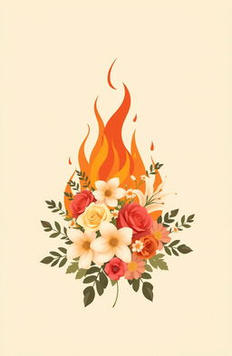 A classic and simple design featuring a harmonious arrangement of fire and flowers