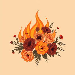 A classic and simple design featuring an elegant composition of fire and flowers