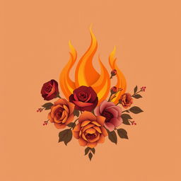 A classic and simple design featuring an elegant composition of fire and flowers