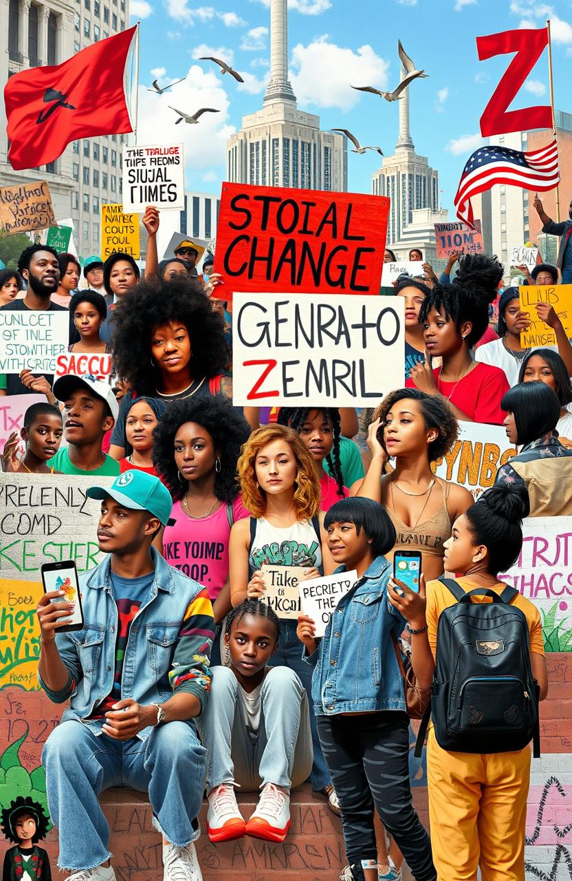 A vibrant collage representing social change and cultural trends that resonate with Generation Z