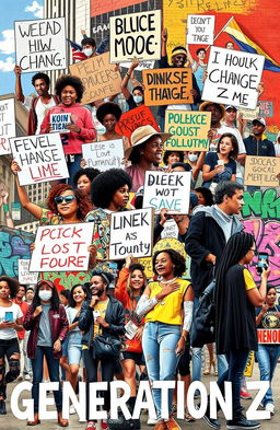 A vibrant collage representing social change and cultural trends that resonate with Generation Z
