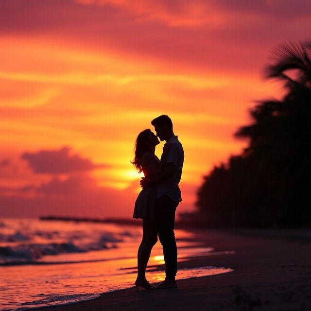 A romantic sunset scene capturing the essence of unspoken love