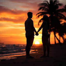 A romantic sunset scene capturing the essence of unspoken love