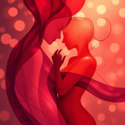 An artistic representation focusing on the themes of sensuality and intimacy, merging abstract shapes and colors to evoke feelings of passion and allure