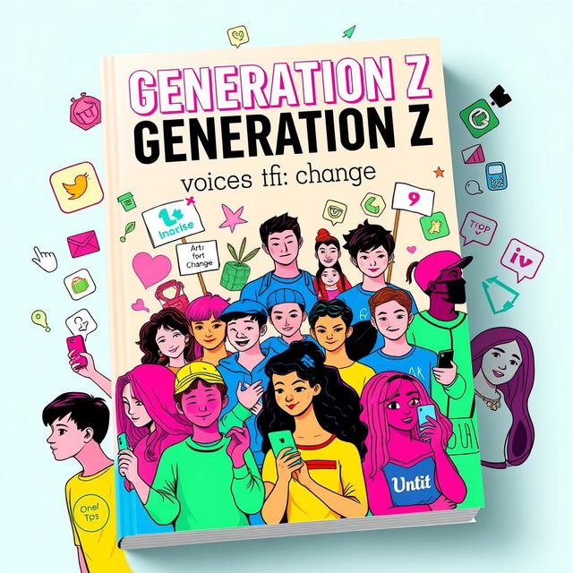 A striking cover design focused on Generation Z, capturing their unique characteristics and cultural impact