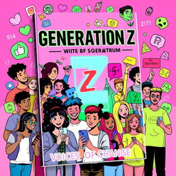 A striking cover design focused on Generation Z, capturing their unique characteristics and cultural impact
