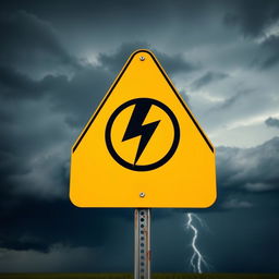 A striking image of a yellow danger sign featuring a bold black lightning bolt symbol in the center