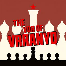 A minimalist artwork titled 'The Vor of Vranyo' by Olena Glinka, featuring bold red and black Soviet-style fonts prominently displayed