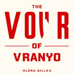 A minimalist design titled 'The Vor of Vranyo' by Olena Glinka, showcasing bold red and black Soviet-style fonts in a striking typographic layout