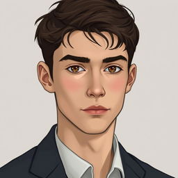 A handsome young man with a tidy yet simple appearance, standing at approximately 180 cm tall