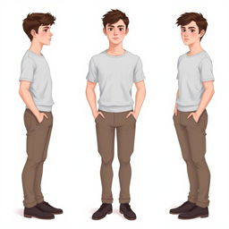 A handsome young man with a tidy yet simple appearance, showcasing his entire body from head to toe, standing at approximately 180 cm tall