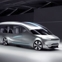 State-of-the-art futuristic van with sleek lines and innovative design elements