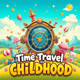 A captivating poster designed around the theme of time travel back to childhood