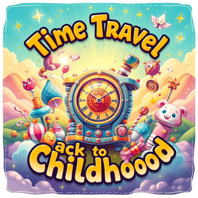 A captivating poster designed around the theme of time travel back to childhood