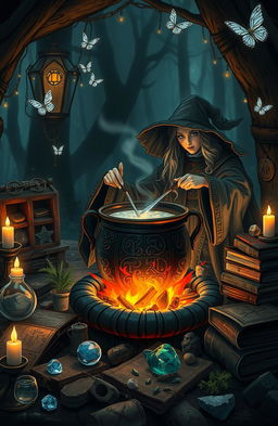 An expert guide on witch cauldron practices with a mystical and enchanting atmosphere