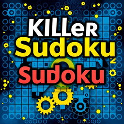 A captivating and eye-catching book cover for a Sudoku puzzle book titled 'Killer Sudoku'