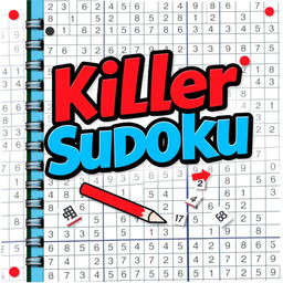 A striking and colorful cover design for a Sudoku notebook titled 'Killer Sudoku'