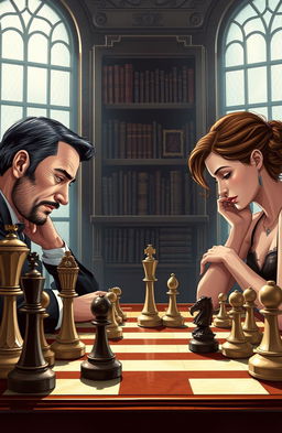 A conceptual illustration of the game of chess, depicting the strategic minds behind the pieces
