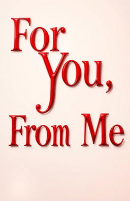 The words "For You, From Me" artistically rendered in bold, elegant typography, with a glossy red finish that catches the light beautifully