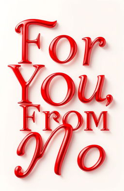 The words "For You, From Me" artistically rendered in bold, elegant typography, with a glossy red finish that catches the light beautifully