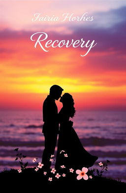 A beautiful silhouette book cover featuring two figures in a loving embrace, set against a stunning sunset background