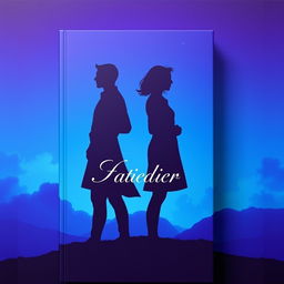 A stunning silhouette book cover featuring two figures standing back to back, silhouetted against a gradient background of deep blue and rich purple hues