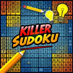 A captivating front cover design for a 'Killer Sudoku' puzzle book