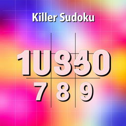 A visually striking front cover design for a 'Killer Sudoku' puzzle book that prominently features only the numbers 1 to 9