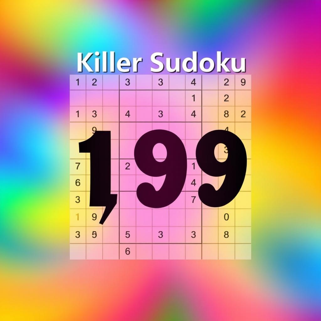 A visually striking front cover design for a 'Killer Sudoku' puzzle book that prominently features only the numbers 1 to 9