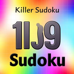 A visually striking front cover design for a 'Killer Sudoku' puzzle book that prominently features only the numbers 1 to 9
