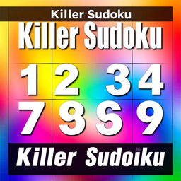 A visually striking front cover design for a 'Killer Sudoku' puzzle book that prominently features only the numbers 1 to 9