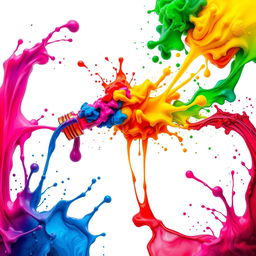 An artistic representation featuring colorful ink spills and splashes flowing from an open ink bottle, expressing various emotions through a vivid array of colors