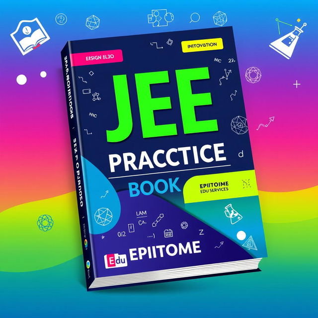 A captivating and informative cover design for a JEE practice book published by 'EPITOME EDU SERVICES', a science coaching institute