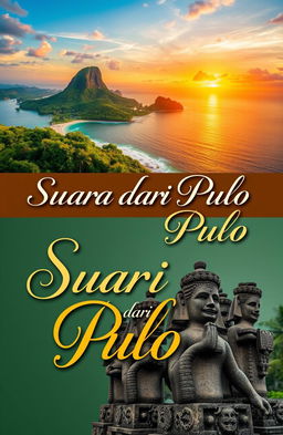 A two-sided book cover design for an anthology of poetry titled 'Suara dari Pulo'