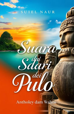 A two-sided book cover design for an anthology of poetry titled 'Suara dari Pulo'