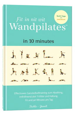 A minimalist and modern book cover design for a fitness guide titled 'Fit mit Wandpilates in 10 Minuten'