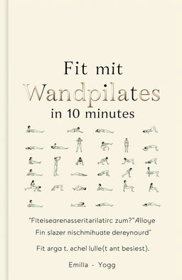 A minimalist and modern book cover design for a fitness guide titled 'Fit mit Wandpilates in 10 Minuten'