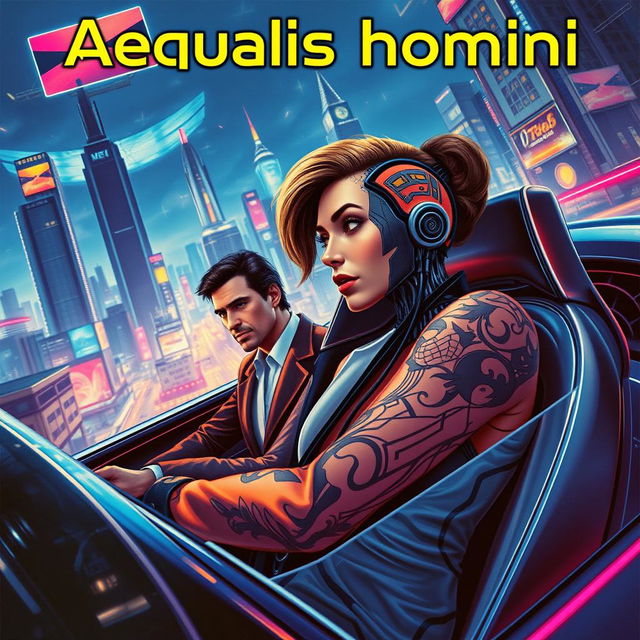 A captivating sci-fi book cover for the title 'Aequalis homini'