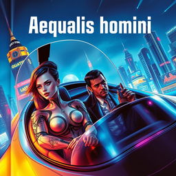 A captivating sci-fi book cover for the title 'Aequalis homini'