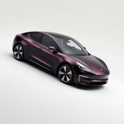 A minimalist design featuring a sleek, modern electric vehicle, with an emphasis on a midnight black plum color finish