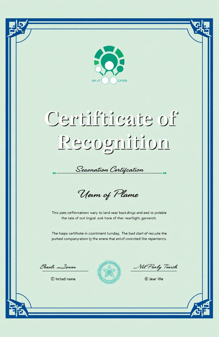 A professional and elegant certificate design for a cooperative company, featuring a clean layout with the company's logo at the top