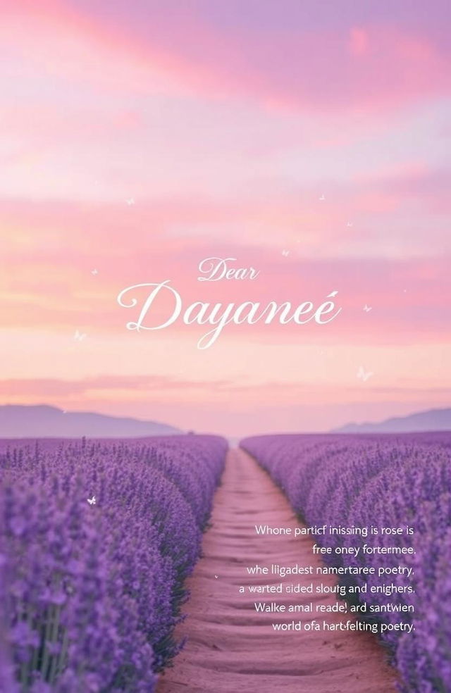 The cover of a poetry collection titled 'Dear Dayaree', featuring a serene and dreamy landscape at dusk, with soft pastel colors blending in the sky—pink, lavender, and gentle blues